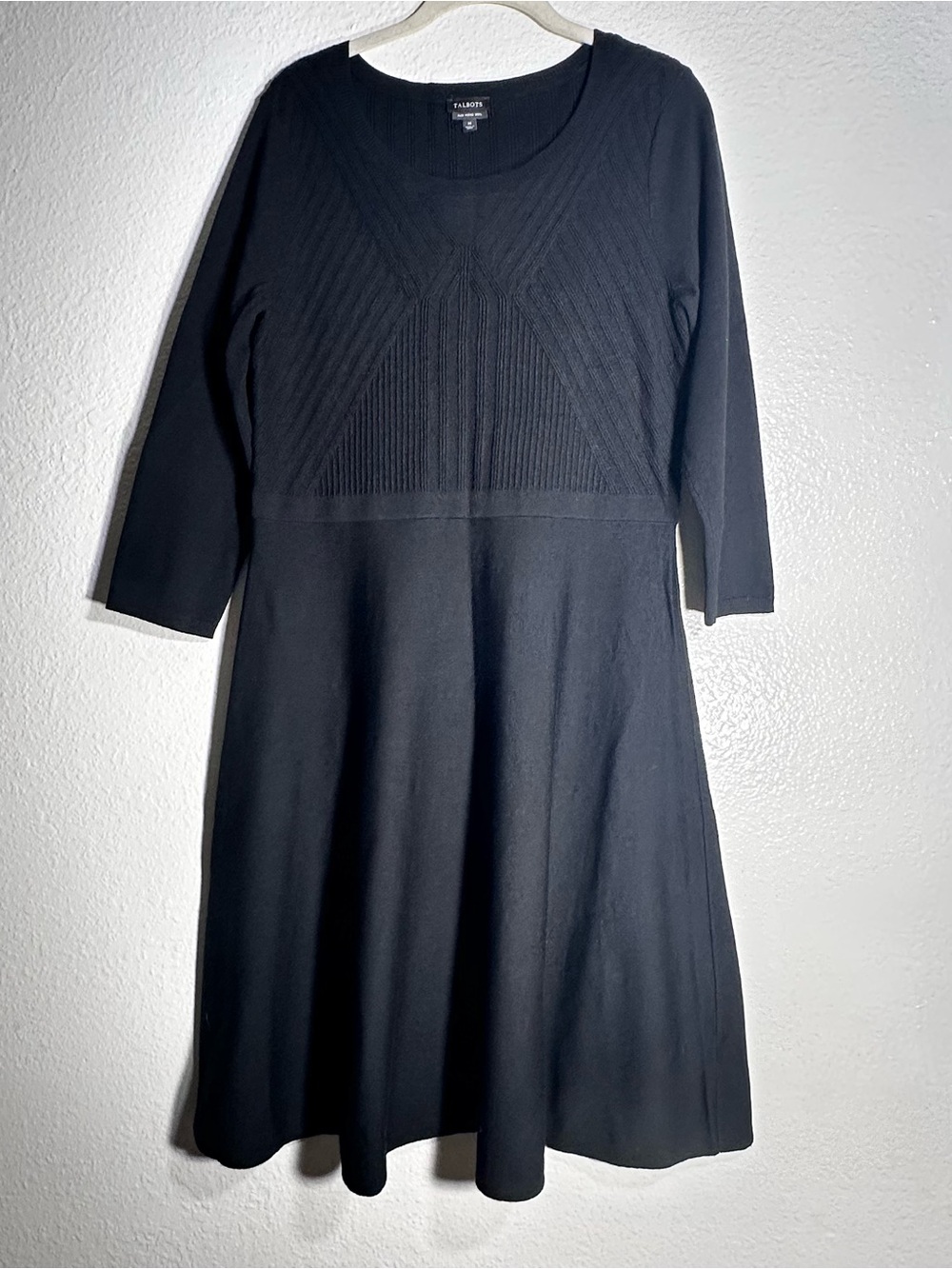 Talbots Black Knit Scoop-Neck Fit & Flare Dress